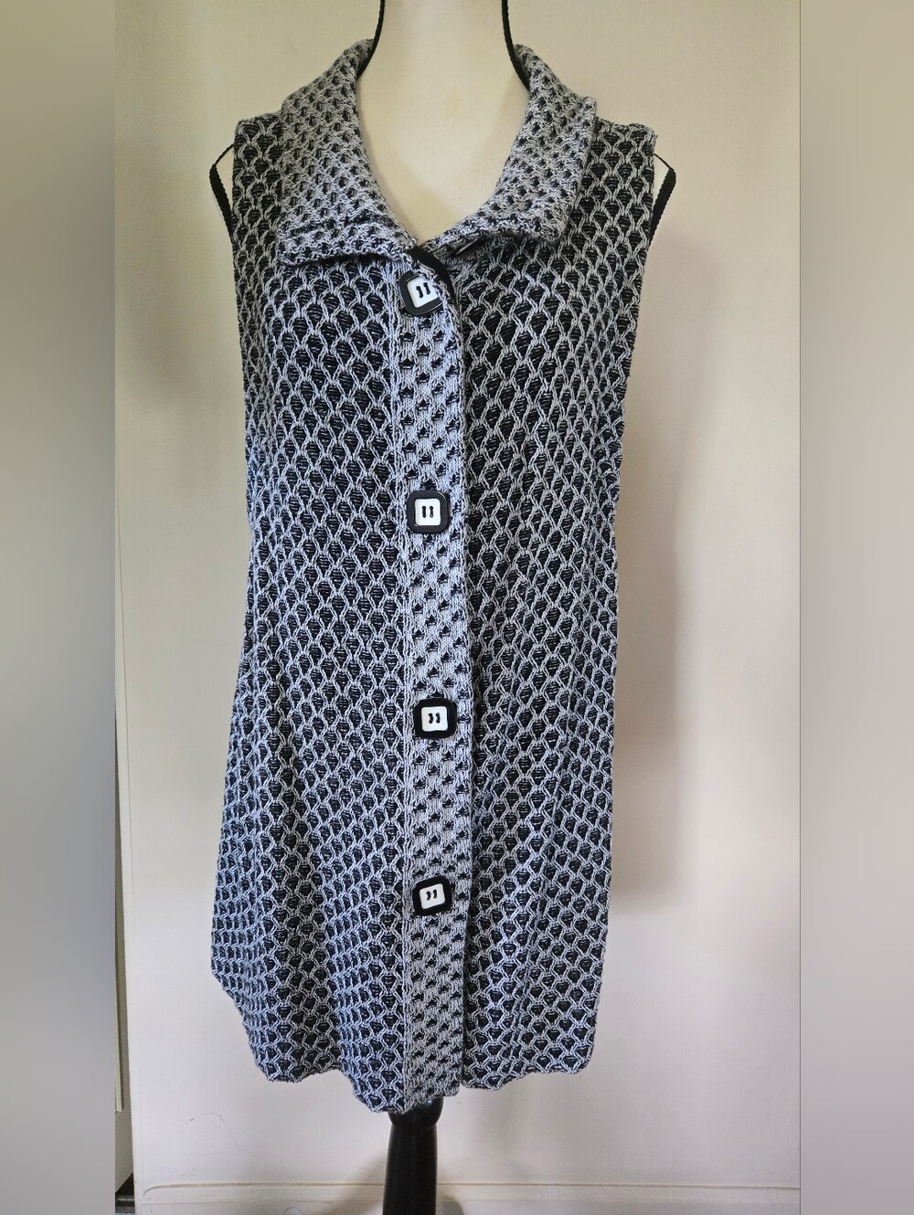 Habitat Black and White Open-Knit Women’s Sweater